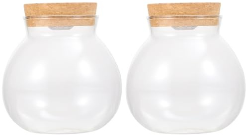 Minkissy 2 StüCk Flaschengarten Glas Terrarium Glasflasche MikrolandschaftsbehäLter Aus Borosilikatglas Pflanzen Terrarium Goldfischglas