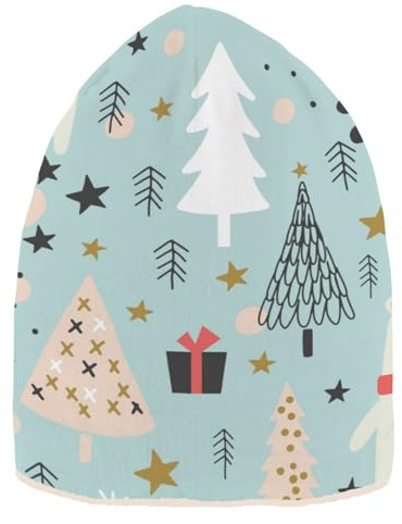FRODOTGV Wintermütze, Weihnachtsbär, Neugeborene, Unisex, Wintermütze, weich, für Erwachsene, Teenager, Kinder, Wintermütze, Weiß, Winter Weihnachtsbär Neugeborene, 0-8