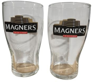 Beer Snob Barware Magners Irish Cider Tulip Pint Glass - Set of 2, Black