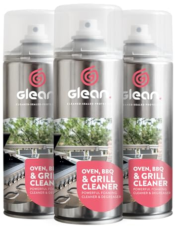 GLEAN Oven Rack, Grill, Air Fryer & BBQ Cleaner | Air Fryer Cleaner | Kitchen Cleaning Supplies & Degreaser Spray For Burnt On Grease & Food Spills | No-Scrub Formula | 3 x 400ml