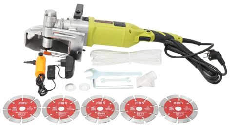 TABODD 4000W lektrische Mauernutfräse Schlitzfräse, 7500 U/min Wandschlitzer Mauerfräse Elektrische Wandfräse mit 5 Sägeblatt &Wasserpumpe für Ziegel Beton Marmor