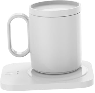 Sharplace Kaffeewärmer und Tassen-Set, elektrischer Getränkewärmer, 3 Temperatureinstellungen für Büro-Valentinstagsgeschenke, Weiß