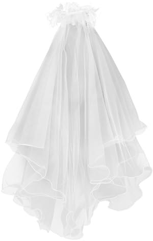Hochzeitsschleier mit Kamm, Brautschleier, weißer Schleier, Brautschleier, Brautschleier, Hochzeitskleid-Accessoire, weiß, 89.00X13.00X0.10CM