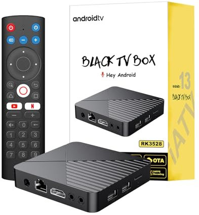 BOXPUT R5 Android 13 TV Box 4GB RAM, Android TV Box 8K, Cortex A53 RK3528 Chipset, 4GB RAM 64GB ROM/Dual 2.4G/5G WiFi 6/BT5.0/Smart TV Box, with Bluetooth Voice Infrared Isolation Remote Control