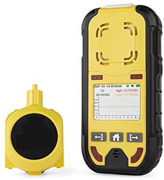 Portable Gas Detector Pump Gas Monitor O2 H2S CO LEL Digital LCD Gas Detector Oxygen Hydrogen Sulfide Carbon Monoxide Combustible Leak Detector With Data Logging(With Pump)