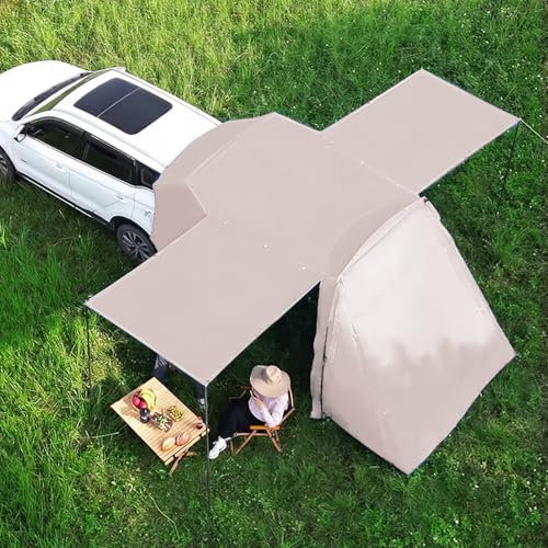 CLLXDZ Vorzelt Wohnwagen 350x220CM Wasserdicht Sonnensegel Camping Heckzelt Sonnensegel Wohnwagen Tarp Ultraleicht Sonnensegel Ideal for Auto SUV Wohnwagen Outdoor Camping(Beige)