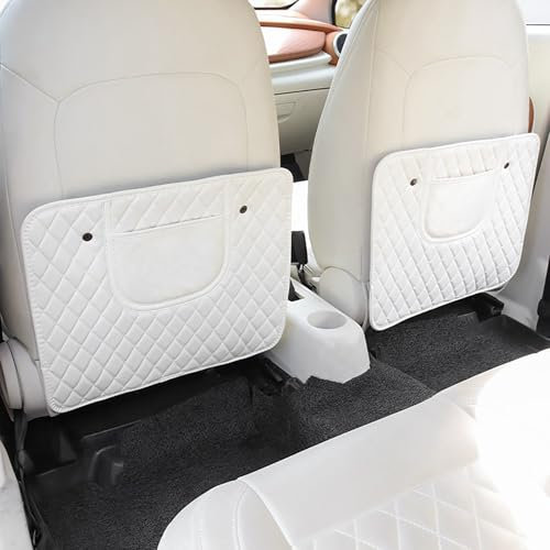 Wtwtg 2 Stück Auto Rückenlehnenschutz für VW Passat/Polo/Tiguan/Touareg/Touran/T-Cross/T-ROC/Up!, Pad Schmutzabweisend Auto Rückenlehne Schutz Mit Aufbewahrungstasche,S-White
