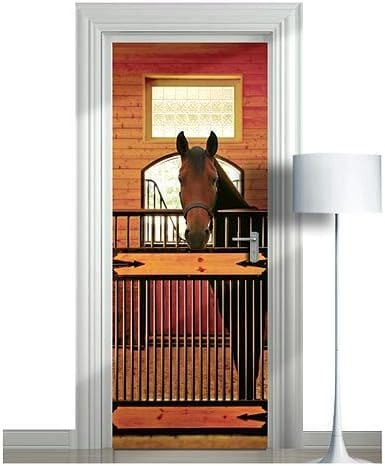 Türtapete Selbstklebend 77x200 Pferd Türaufkleber 3D Türposter Süße Tiere Fototapete Türfolie Türklebefolie Wasserdichte für Türwand Dekoration Tapete a8198