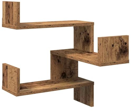 vidaXL Scaffale Angolare Muro Legno Antico 40x40x49,5 cm Truciolato, ripiano a Parete, ripiano per Esposizione a Parete, ripiano a Parete