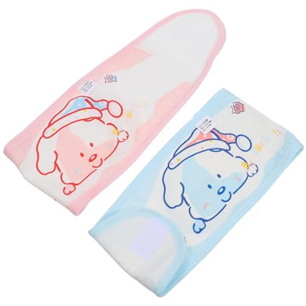 Bauchnabelgürtel 2 Stück-pack aus Baumwolle für Neugeborene | Schlichtes Bauchband mit Cartoon Muster, Dünne Ausführung, Atmungsaktiv und Hautfreundlich Zufällige Farbe