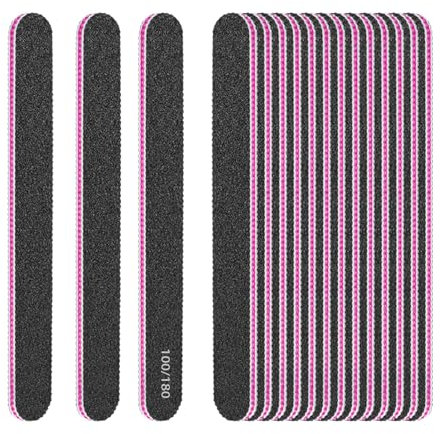 Eupneicu Professionelle Nagelfeile [15 Stück], Doppelseitige 100/180, Wiederverwendbar Doppelseitige Nagelfeilen, Professionelles Nageldateiset Fuer Nagelpflege & Styling