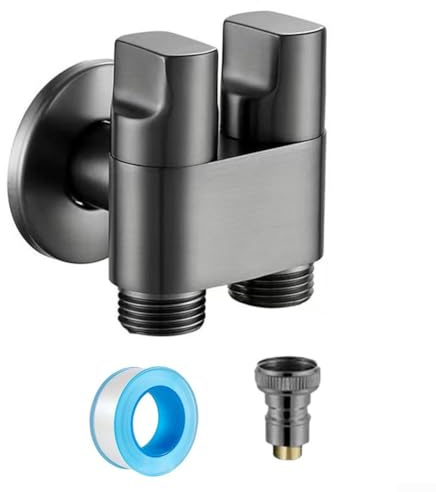 ComfyHarbor G1/2 Zoll Doppelsteuerungs-Waschmaschinen-Wasserhahn, Legierung, Doppelsteuerung, Wasserhahn für Badezimmer, Toilette und Bidet-Sprüher (grau)