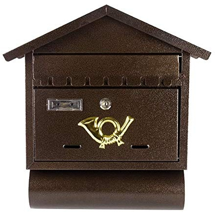 WUHUQN Wall Mounted Post Box, Wall Mounted Letterbox, Lockable Wall Mounted Mailbox Galvanized Metal Vintage Residential Mail Box Heavy Duty Weatherproof