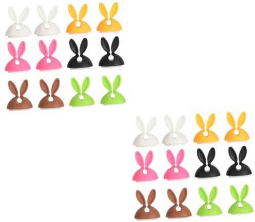 DOITOOL 2 Set Chiusura Marrone Portacavi Assortito Colorato Fermafili Per Scrivania Piccolo Carino Bunny Fissazione Fermacavi Titolari Filo Fermacavo Per Scrivania 12 Pezzi*2