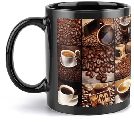 Kaffeetasse aus Keramik, Collage, große Kaffeetasse mit Griff, einzigartiger Stil für jede Küche, personalisierbar, lustig, Latte-Tasse, ideal für Tee, heiße Schokolade, für Männer, Frauen, Büro