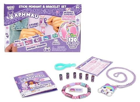 Sky Castle Sticki Rolls x Aphmau Toy Pendant & Bracelet Set – The Original Wearable Shareable Stickers with Toy Jewelry and Collector’s Page – Limited Edition – Glowing Gradient Cat