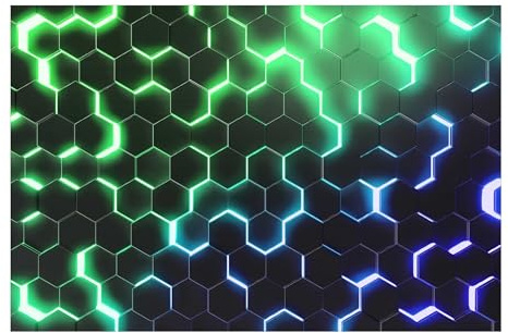 micasia Fototapete inkl. Kleister - Muster Vliestapete Made in Germany UV-beständig Geruchsfrei - Neon Art Gaming 3D-Effekt schwarz Jugendzimmer 5063 (240x158cm)