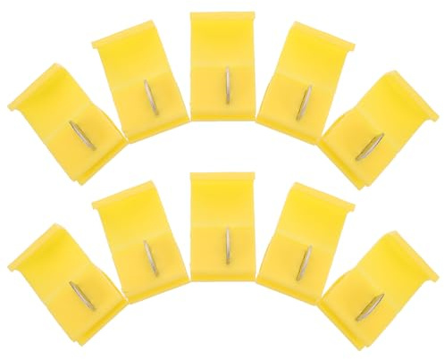 Cabilock 10pcs Waterproof High Voltage Quick Splice Wire Connectors for Car Electrical Wiring, Solderless Cable Connectors with Yellow Insulation, Auto Speaker and Network Cable Terminals