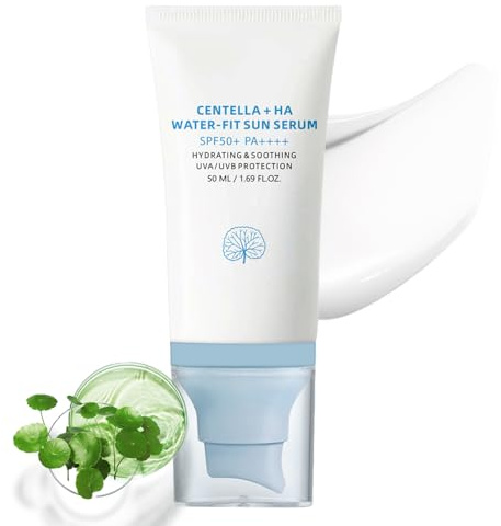 Madagascar Centella Sunscreen SPF 50 PA++++, Centella Serum Suncream, Centella Moisturiser for Face, Broad Spectrum UV Protection, Smoothing Water-Fit Sun Lotion, Vegan Korean Sunscreen, 50ml