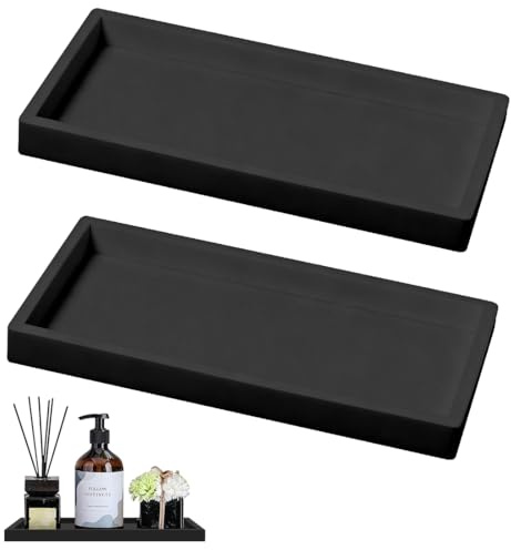 2 Pieces Bathroom Vanity Tray, Toilet Tank Storage Tray Resin Dresser Jewelry Ring Dish Tank Storage Kitchen Sink Countertop Organiser Plate Holder