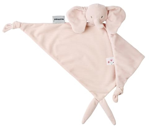 Nattou Großes Schnuffeltuch, Elefant, Wegbegleiter ab der Geburt, Ca. 60x40 cm, Polyester, FanFan, Rosa