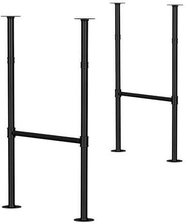 WUDLEP 2 Pack Industrial Pipe Table Legs, Heavy Duty Meta Legs with Adjustable Feet, 91cm Table Leg Set Includes Screws for Coffee Table, Office Table, Breakfast Bar, Black