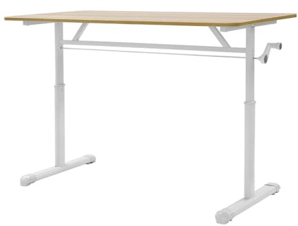 lousriyy Höhenverstellbarer Stehpult 120x60cm,mobiler Stehpult,manuelle Höheneinstellung 65-90cm,100kg Tragkraft,tragbarer Computertisch aus Dichteplatte und Metall,für Homeoffice und Studierzimmer