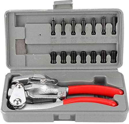 Set di 16 pinze multifunzione per punzonatura, kit di attrezzi per punzonatura per metallo, ottone, gomma, cinturino, pelle, plastica, punzonatrice professionale per occhielli con
