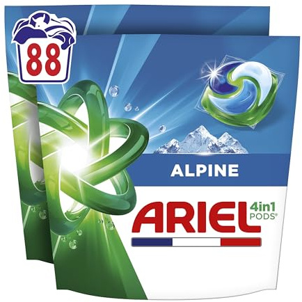 Ariel PODS 4en1, Lessive En Capsule, 88 Lavages (2x44), Alpine, Élimination Impeccable Des Tâches, Efficace Même A Froid Et En Cycle Court