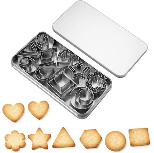 30 Pcs Cookie Cutters, Stainless Steel Biscuit Cutters with Storage Box | Durable Stainless Steel Cutters Create Clean Shapes Easily, With Multiple Designs and Storage Box for Organised Baking