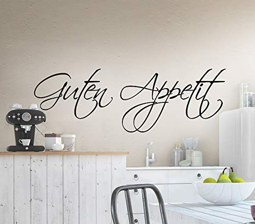 Grandora W519 Wandtattoo Spruch Guten Appetit Küche dunkelgrau 58 x 19 cm