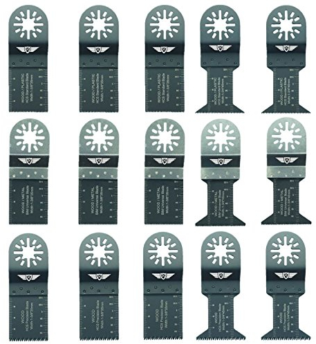 15 x TopsTools UNK15 Mix Klingen Kompatibel mit Bosch, Fein Multimaster, Multitalent, Makita, Milwaukee, Einhell, Ergotools, Hitachi, Parkside, Ryobi, Worx, Workzone Multitool Multitool Zubehör