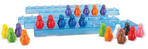 Learning Resources Juego Matemático Manipulativo Penguins on Ice – Set de Pingüinos de Colores y Barras de Hielo – para Niños 5+ Años – Actividades de Conteo y Clasificación – Regalo Navidad