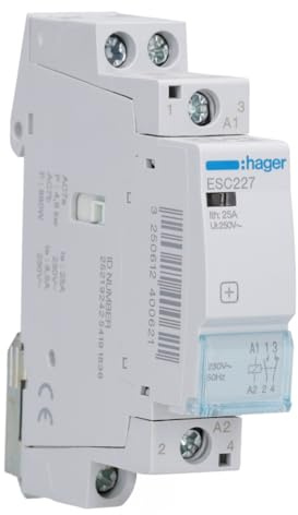 Hager ESC227 Schütz, 25 A, 1 NA + 1NC, 230 V