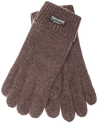 EEM Fashion Damen Strickhandschuhe, weiche Wolle, 3M Thinsulate Thermofutter, warm für den Winter, Wollhandschuhe, braun S/M