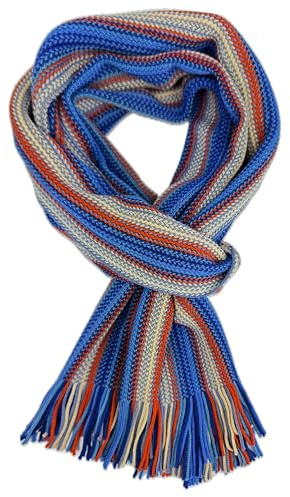 Rotfuchs Strickschal Herrenschal Warm & weich Unisex Wolle gestreift multi mehrfarbig (Orange blau)