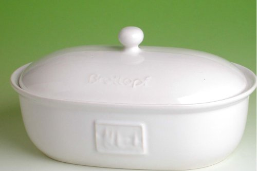 Brottopf - oval - Steingut in weiß - mit Belüftung