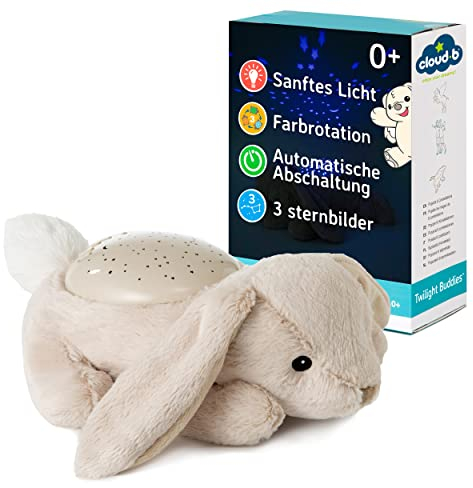 Cloud b Nachtlicht Sternenprojektor Beruhigendes Nachtlicht für Kinder | Tier-Nachtlicht mit 3 beruhigenden Farben & Sternbildanzeige | Automatische Abschaltfunktion | Hase