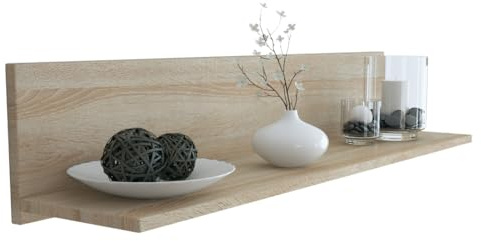 Vladon Wandregal Skadu, Made in Germany, Schweberegal mit praktischer Ablage, Eiche sägerau (97,5 x 18,5 x 18,5 cm)