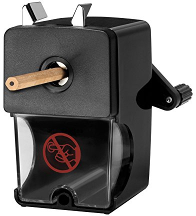 WESTCOTT Anspitzer, Manuelle Spitzmaschine mit Auffangbehälter für Stifte von 7-12 mm, schwarz, E-14216 00