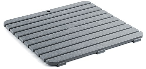 TATAY Pedana Doccia Quadrata, in Polipropilene, Finitura Effetto Legno, Antiscivolo, Protezione Solare, Con Borchie In Gomma, Misure 55 x 55 cm, Grigio