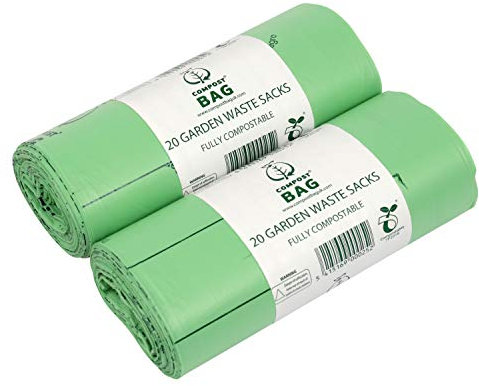 40 bags Compostable Garden Waste Sacks - Compost Bag Liners - EN 13432 - Bin Bags with Composting Guide
