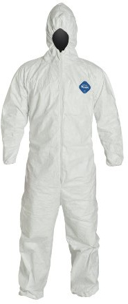 DuPont Tyvek TY127S Disposable Coverall with Respirator-Fit Hood and Elastic Cuff, White, 3X-Large