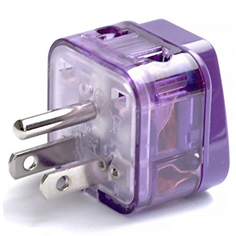 AC Power Travel Adapter Plug for US Canada South & North America/with Dual Plug-in Ports and Surge Protection/Grounded