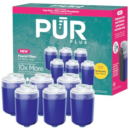 PUR Plus Mineral Core Faucet Mount Water Filter Replacement, 6 Pack for 18-Month Supply, Compatible Water Filter for Sink Faucet PUR Filtration Systems (RF-9999)