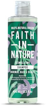 Faith In Nature Natural Rosemary Shampoo, Stimulating for Normal Hair & Scalp, Vegan & Cruelty Free, No SLS, Silciones or Parabens, 400ml