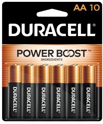 Duracell Coppertop AA Batteries with Power Boost Ingredients, 10 Count (Pack of 1) Double A Battery with Long-lasting Power, Alkaline AA Battery for Household and Office Devices