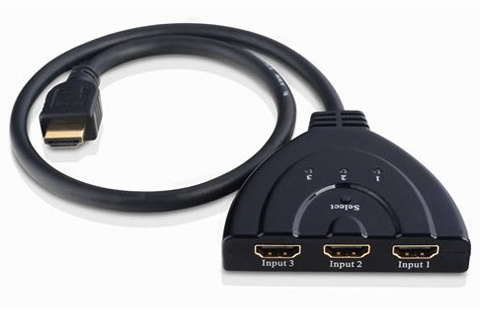 G04C 3-in-1 HDMI Switch, Manueller 3-Port HDMI Umschalter mit Druckknopf, 3x1 HDMI Splitter für Full HD, 3D, 1080p – Hochwertiger Adapter für TV, Monitor und Beamer