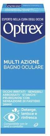 Optrex Multi Azione, Bagno Oculare con Estratti Naturali per Occhi Rossi, Stanchi e Irritati, 300 ml
