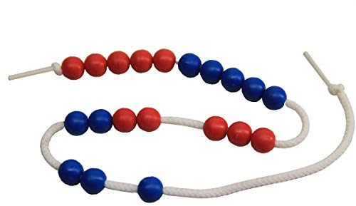 WISSNER® Rechenkette zum Zählen bis 20, Spielerisches Mathematik-Lernspielzeug aus nachhaltigem RE-Plastic, 20er Zählkette mit Zweifarbigen Kugeln, Nachhaltige Rechenhilfe für die Grundschule